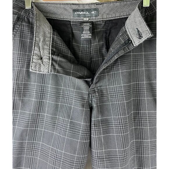 Coastal Beach Fisherman O'Neill Intersect Walking Shorts Black Plaid, Men's 32 - Picture 7 of 9